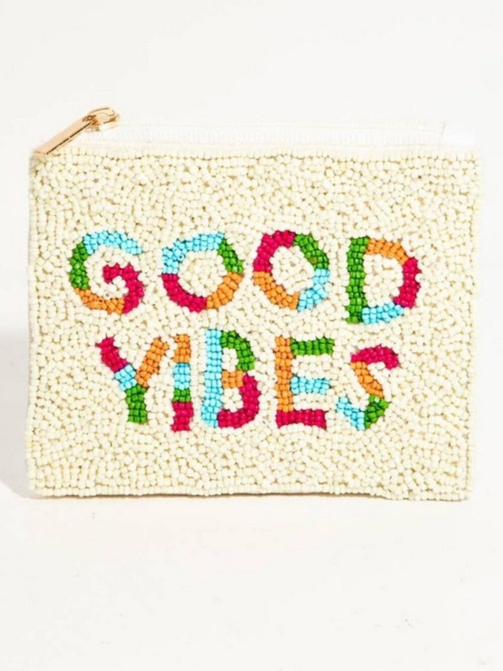 Colorful Good Vibes Beaded Coin Purse - Picture 2 of 4